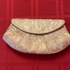 La Regale gold lace evening clutch